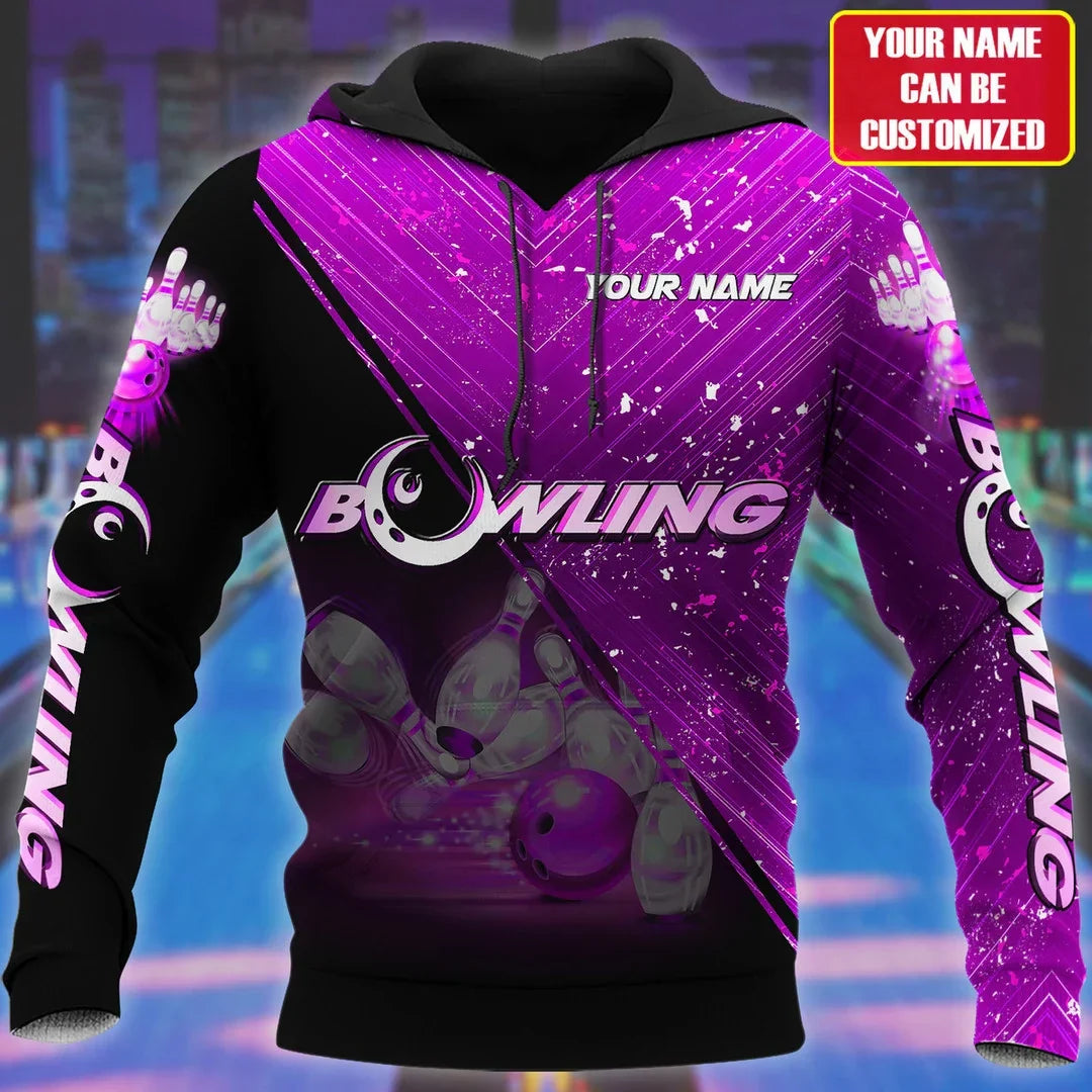 Personalized Name Purple Bowling Q85 All Over Printed Unisex Shirt
