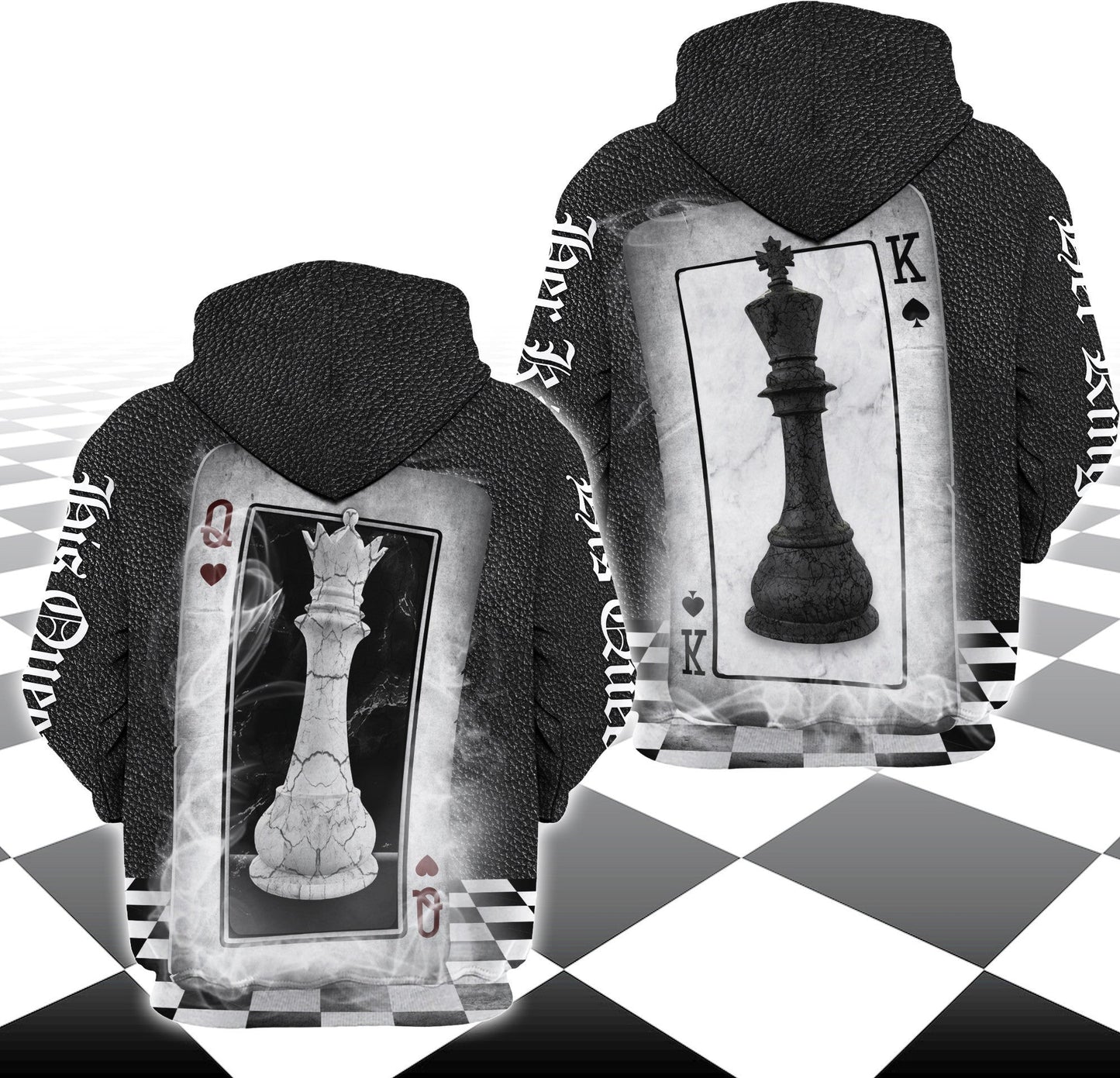 King And Queen Chess- Combo Hoodie Couple 3D All over Printed Shirt
