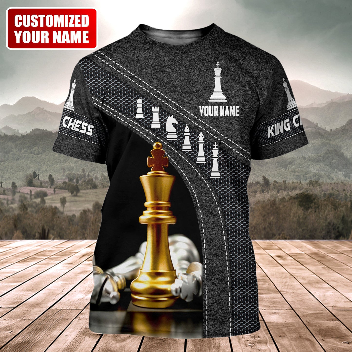 Personalized Name King Chess Gold All Over Printed Unisex Shirt