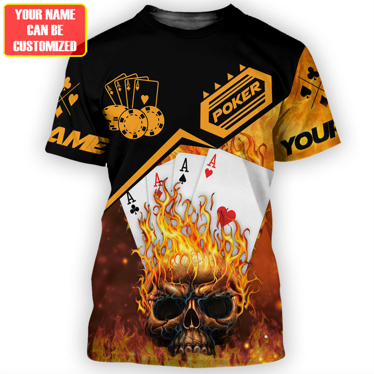 Personalized Name Poker Skull All Over Printed Unisex Shirt