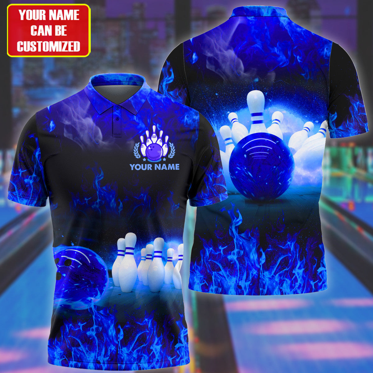 Personalized Name Blue Bowling All Over Printed Unisex Shirt Q010905