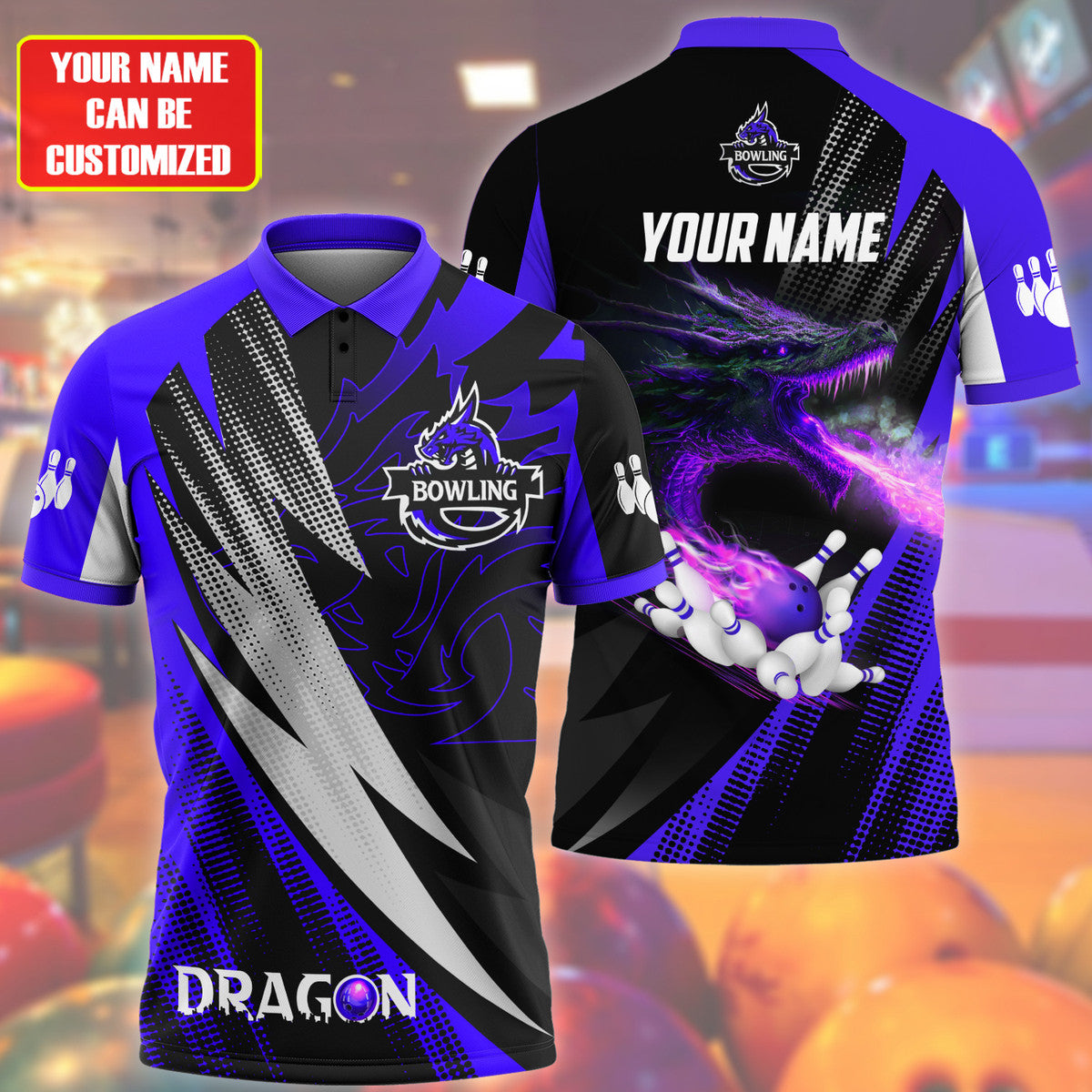 Personalized Name Blue Dragon Bowling All Over Printed Unisex Shirt Q140302