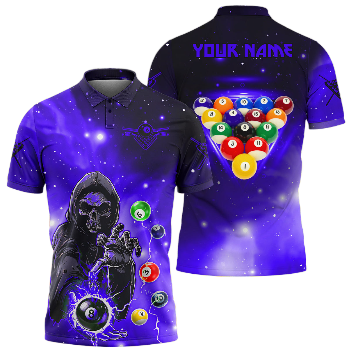 Personalized Billiards Skull Blue Version All Over Printed Unisex Shirt QB130609