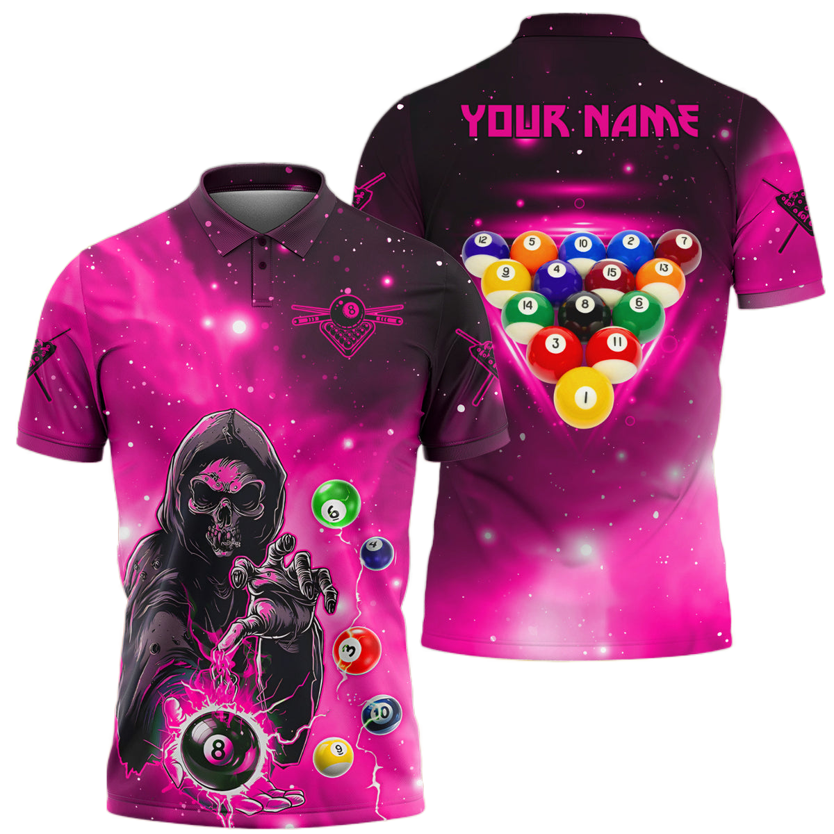 Personalized Billiards Skull Pink Version All Over Printed Unisex Shirt QB130609
