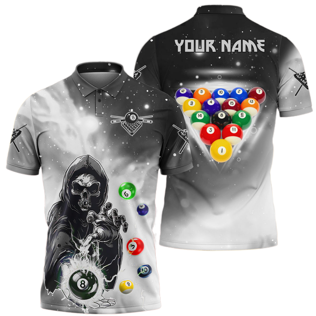 Personalized Billiards Skull Silver Version All Over Printed Unisex Shirt QB130609