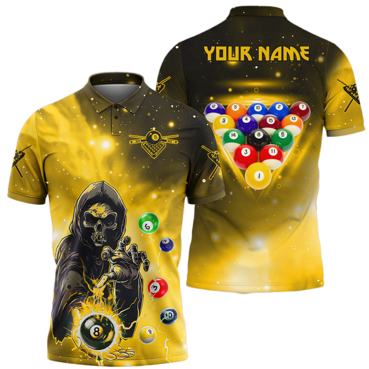 Personalized Billiards Skull Yellow Version All Over Printed Unisex Shirt QB130609