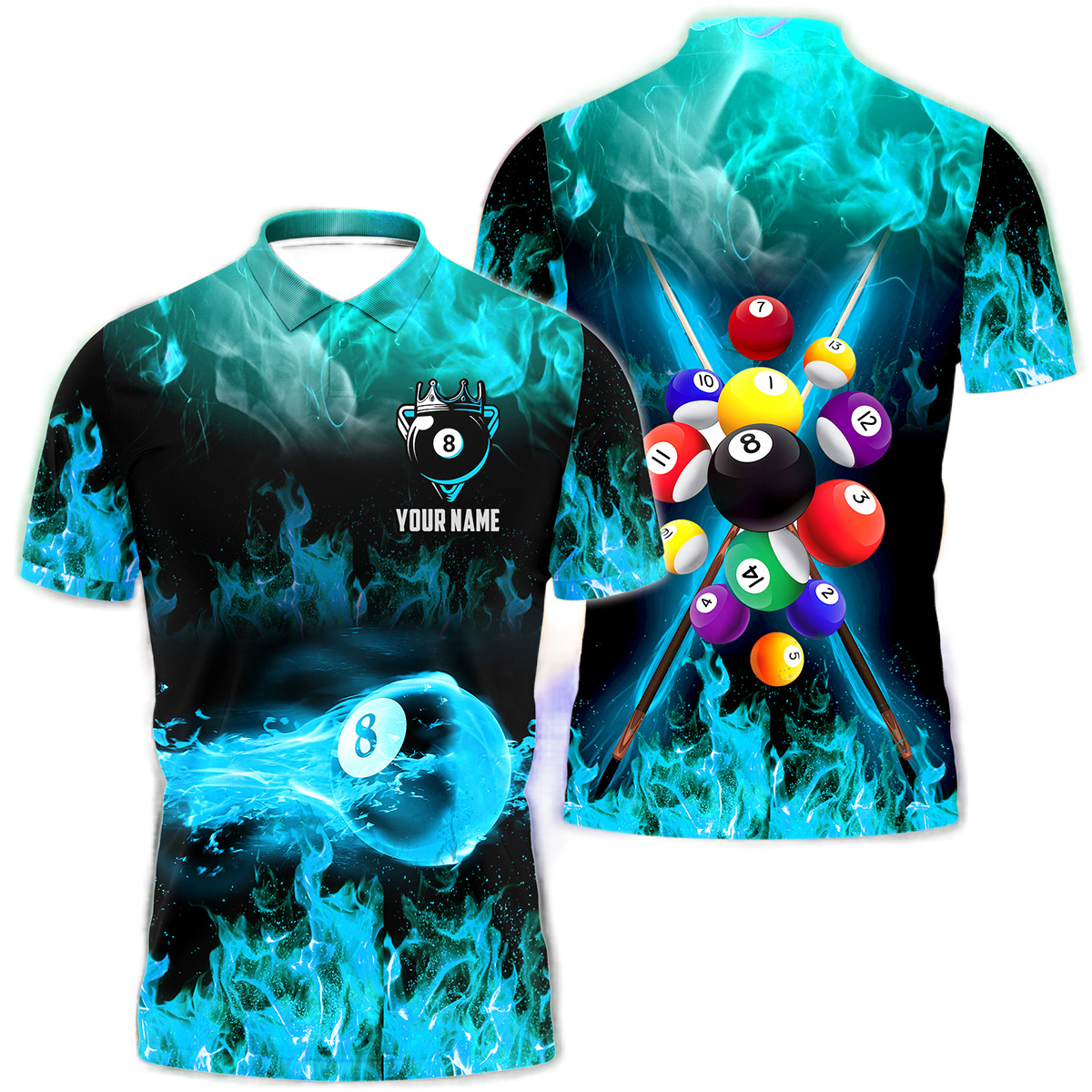 Personalized Billiards Fire Teal Version All Over Printed Unisex Shirt QB130608
