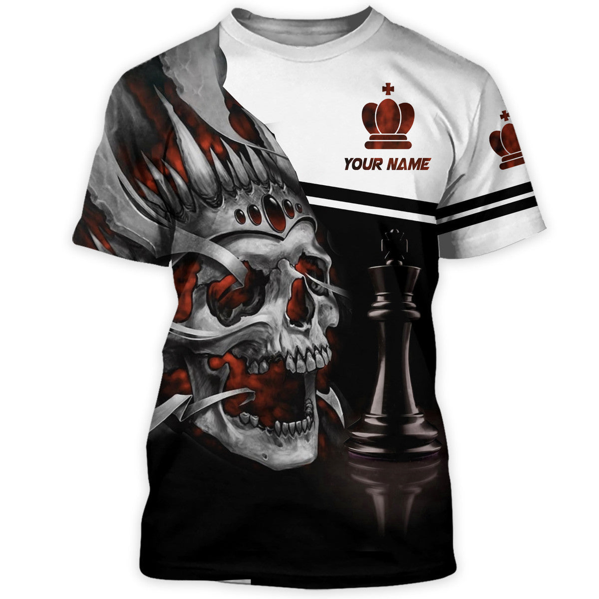 Personalized Name Skull King Chess All Over Printed Unisex Shirt Q240205