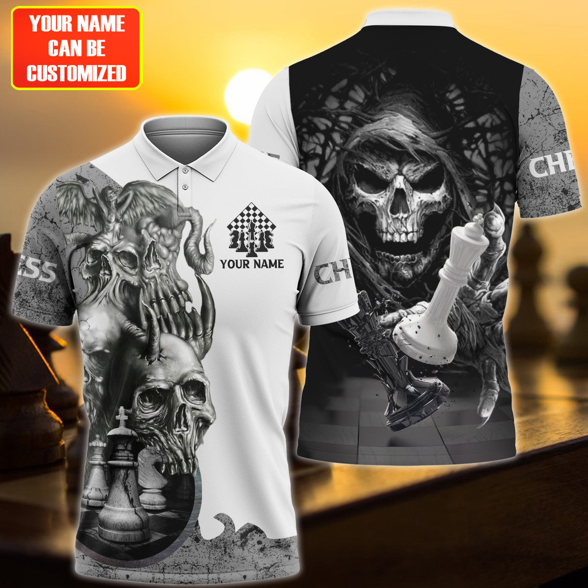 Personalized Name Skull Chess All Over Printed Unisex Shirt Q140601