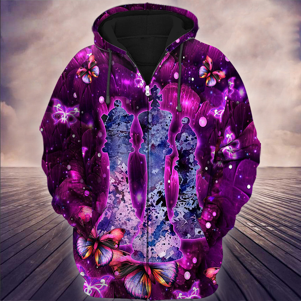 Chess Purple Flower All Over Printed Unisex Shirt