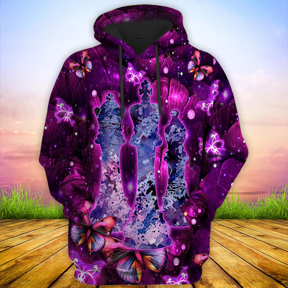Chess Purple Flower All Over Printed Unisex Shirt