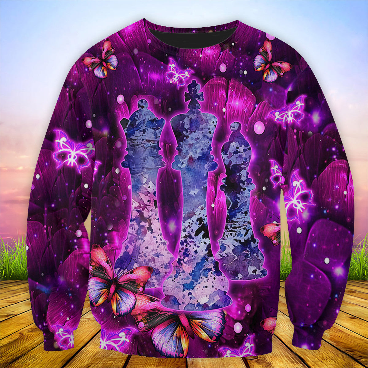 Chess Purple Flower All Over Printed Unisex Shirt