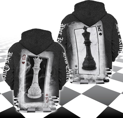 King And Queen Chess- Combo Hoodie Couple 3D All over Printed Shirt