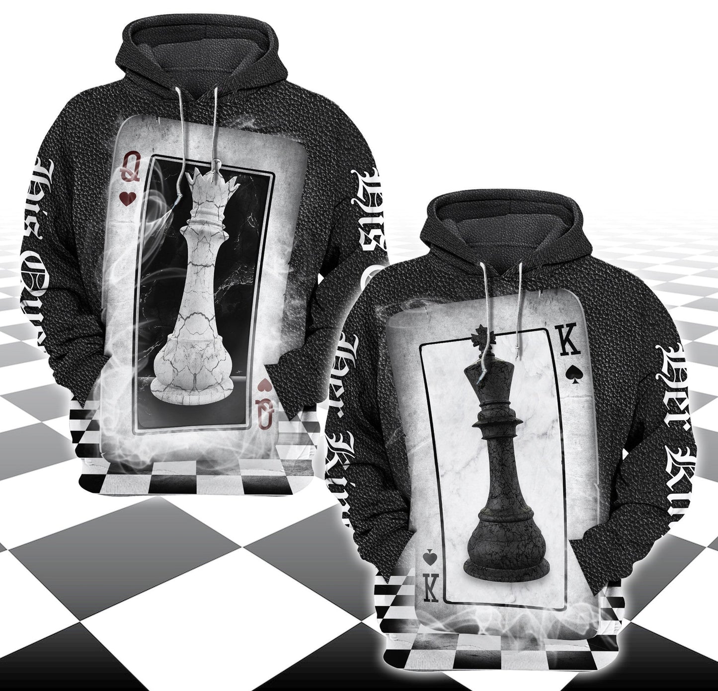 King And Queen Chess- Combo Hoodie Couple 3D All over Printed Shirt