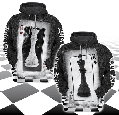 King And Queen Chess- Combo Hoodie Couple 3D All over Printed Shirt