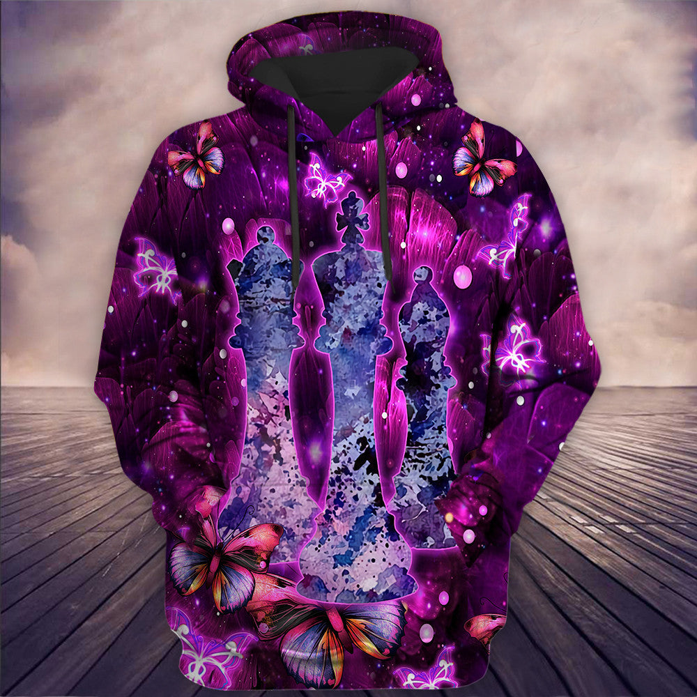 Chess Purple Flower All Over Printed Unisex Shirt