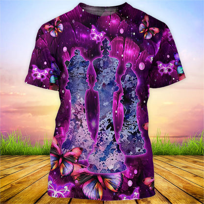 Chess Purple Flower All Over Printed Unisex Shirt
