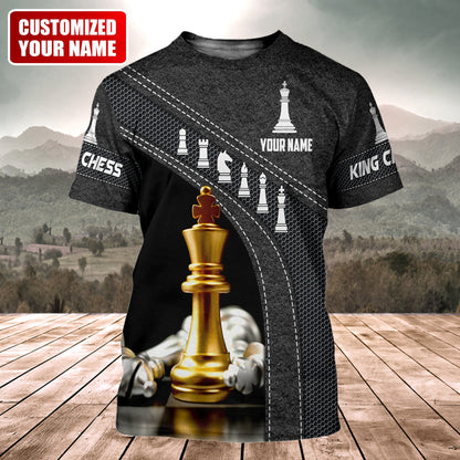 Personalized Name King Chess Gold All Over Printed Unisex Shirt