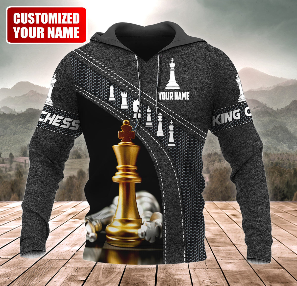 Personalized Name King Chess Gold All Over Printed Unisex Shirt
