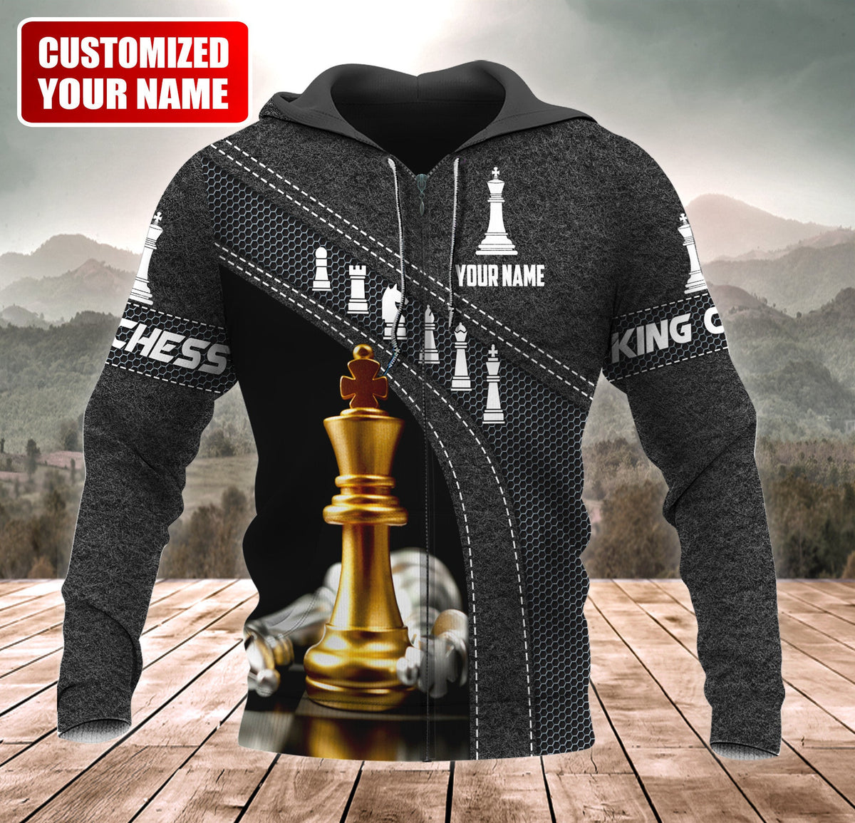 Personalized Name King Chess Gold All Over Printed Unisex Shirt