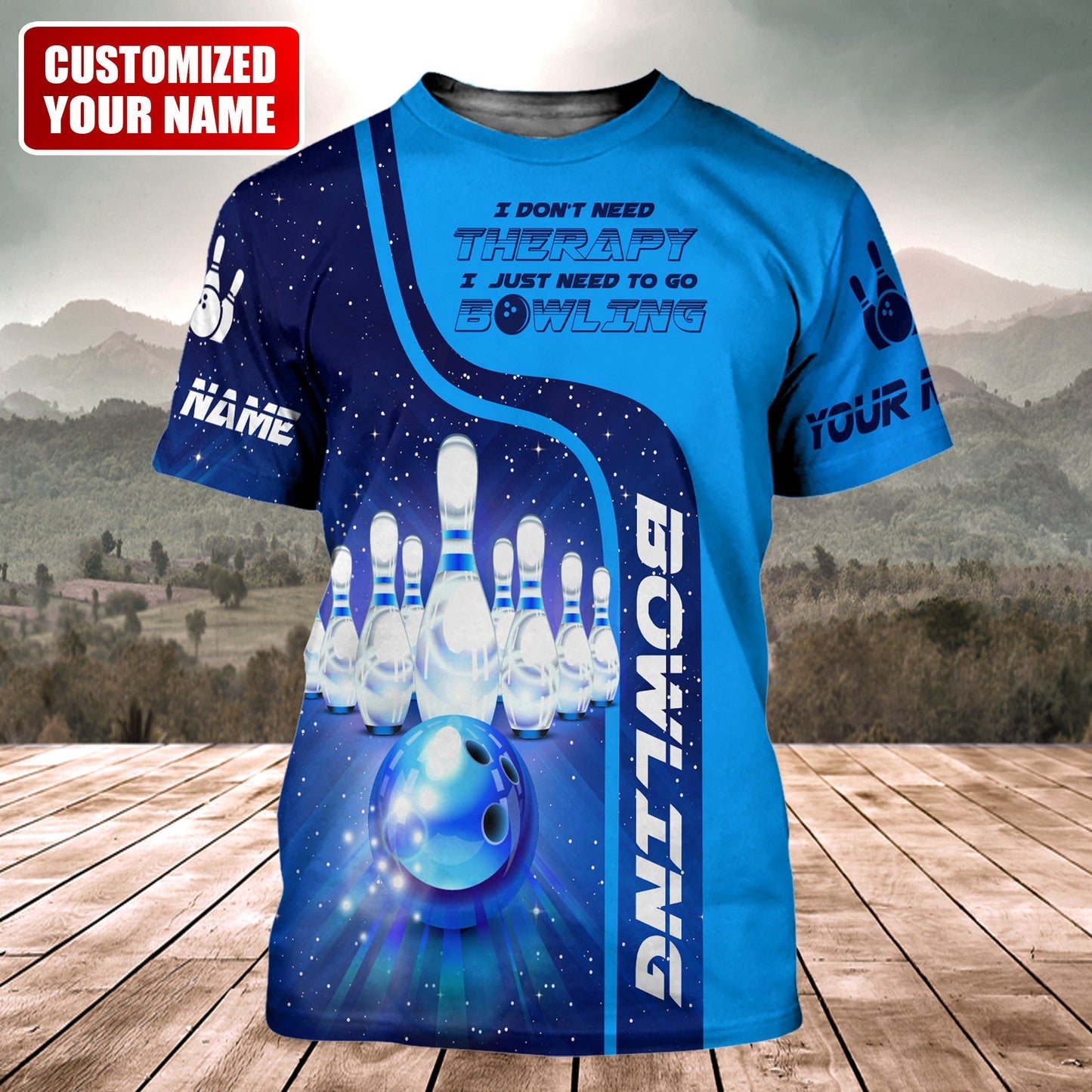 Personalized Name Bowling Therapy All Over Printed Unisex Shirt