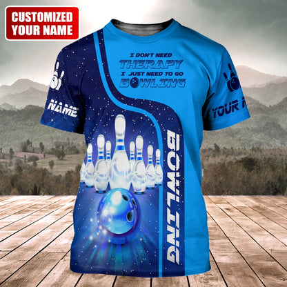 Personalized Name Bowling Therapy All Over Printed Unisex Shirt