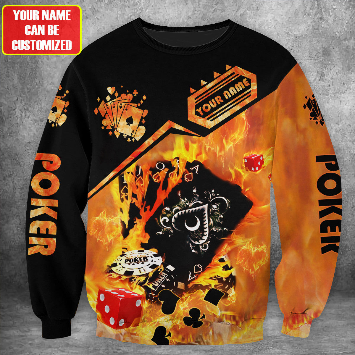 Personalized Name Poker Fire All Over Printed Unisex Shirt