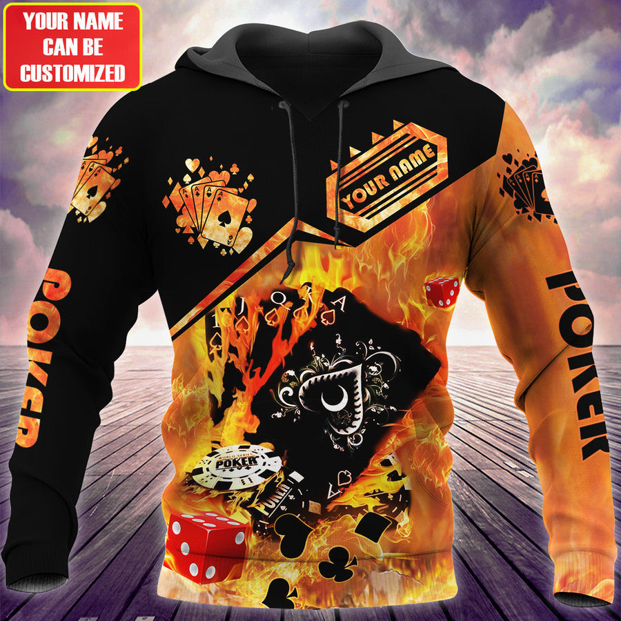 Personalized Name Poker Fire All Over Printed Unisex Shirt