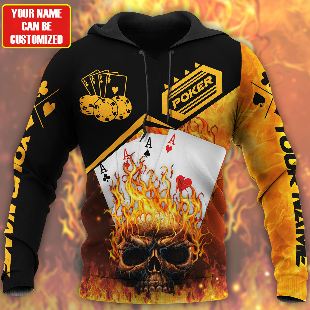 Personalized Name Poker Skull All Over Printed Unisex Shirt