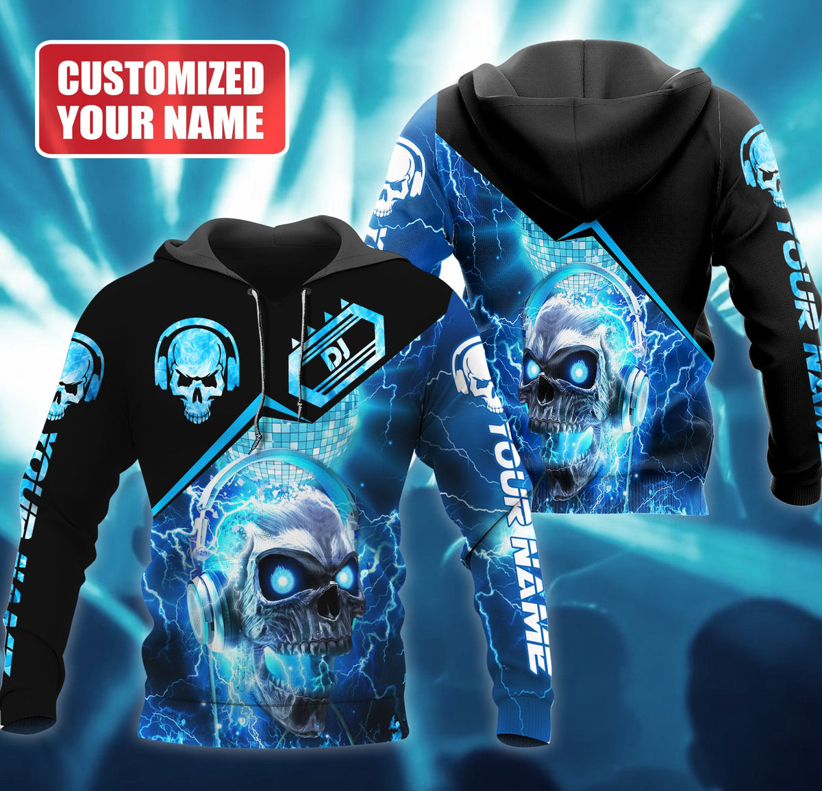 Personalized Name Skull Disc Jockey All Over Printed Unisex Shirt