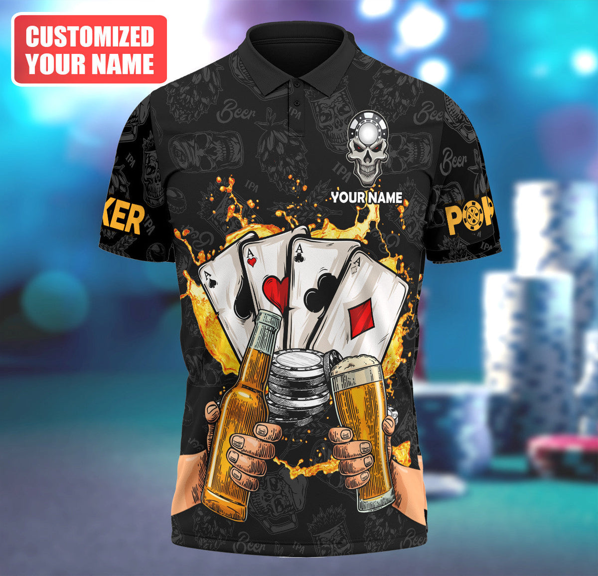 Personalized Name Poker Beer All Over Printed Unisex Shirt