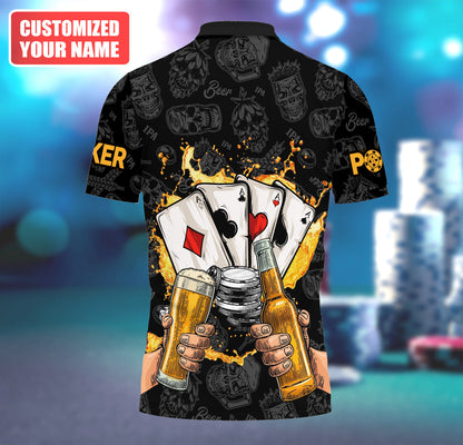 Personalized Name Poker Beer All Over Printed Unisex Shirt
