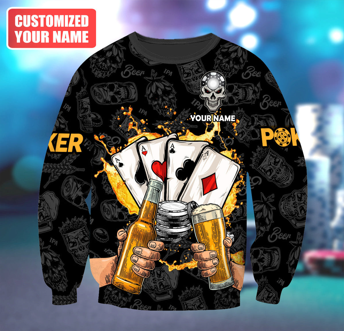 Personalized Name Poker Beer All Over Printed Unisex Shirt