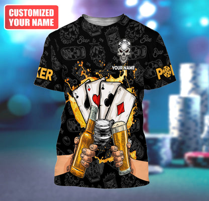 Personalized Name Poker Beer All Over Printed Unisex Shirt