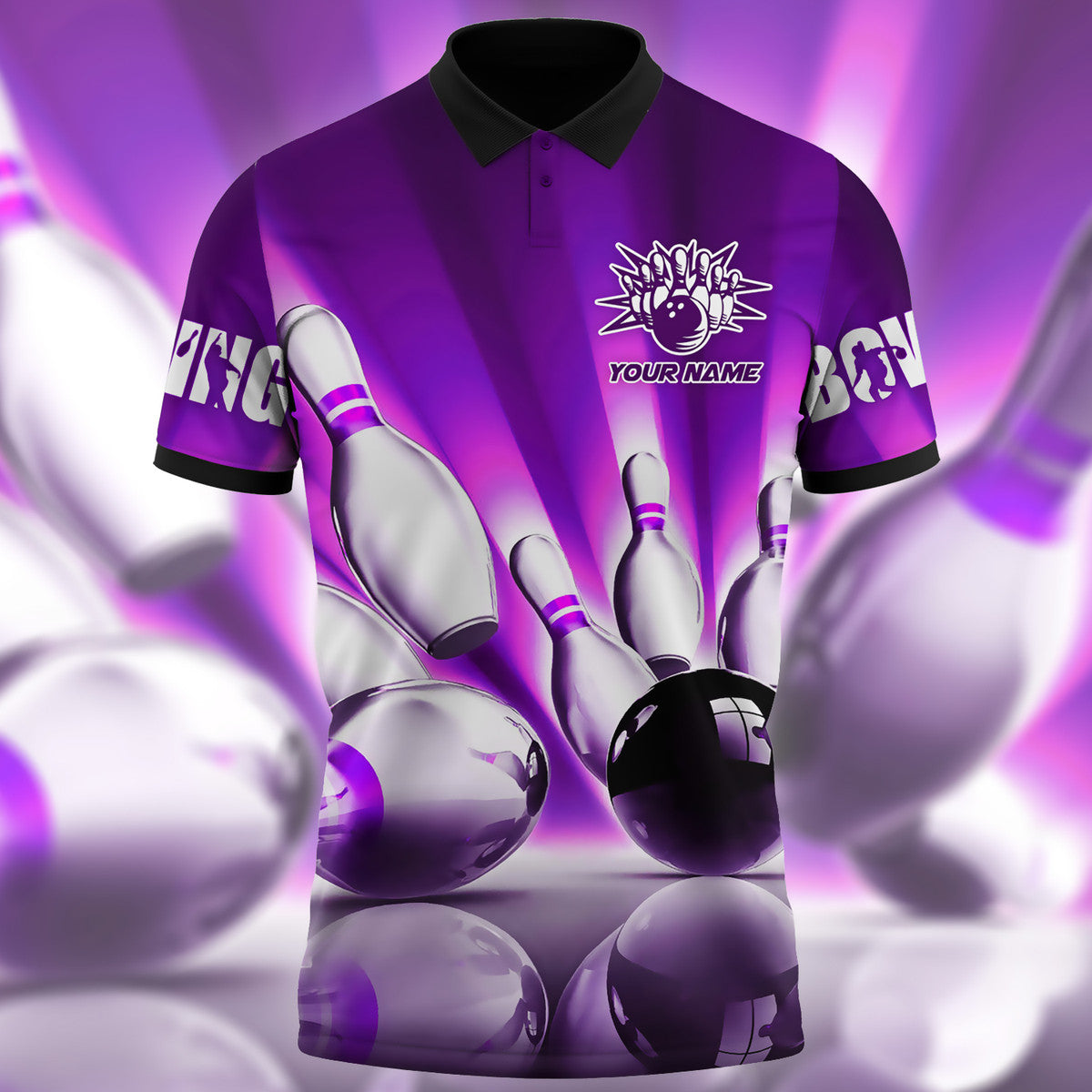 Personalized Name Bowling Q9 Purple Version All Over Printed Unisex Shirt