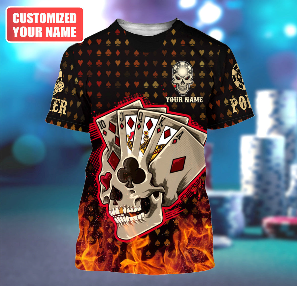 Personalized Name Poker Q25 All Over Printed Unisex Shirt