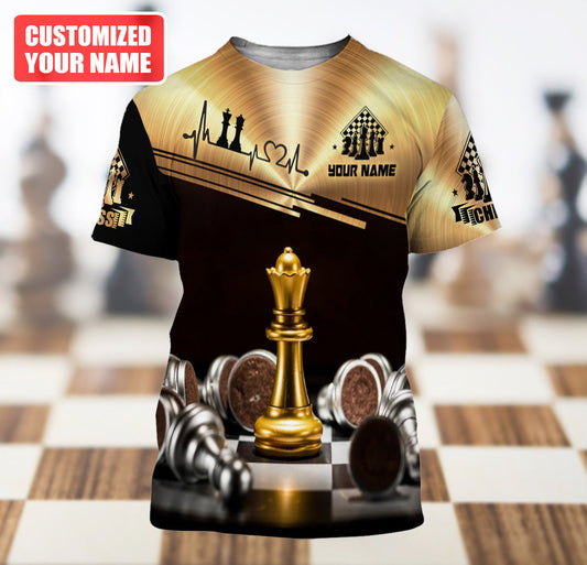 Personalized Name Queen Chess Gold All Over Printed Unisex Shirt