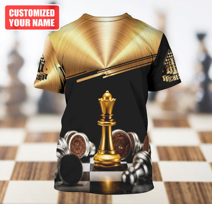 Personalized Name Queen Chess Gold All Over Printed Unisex Shirt