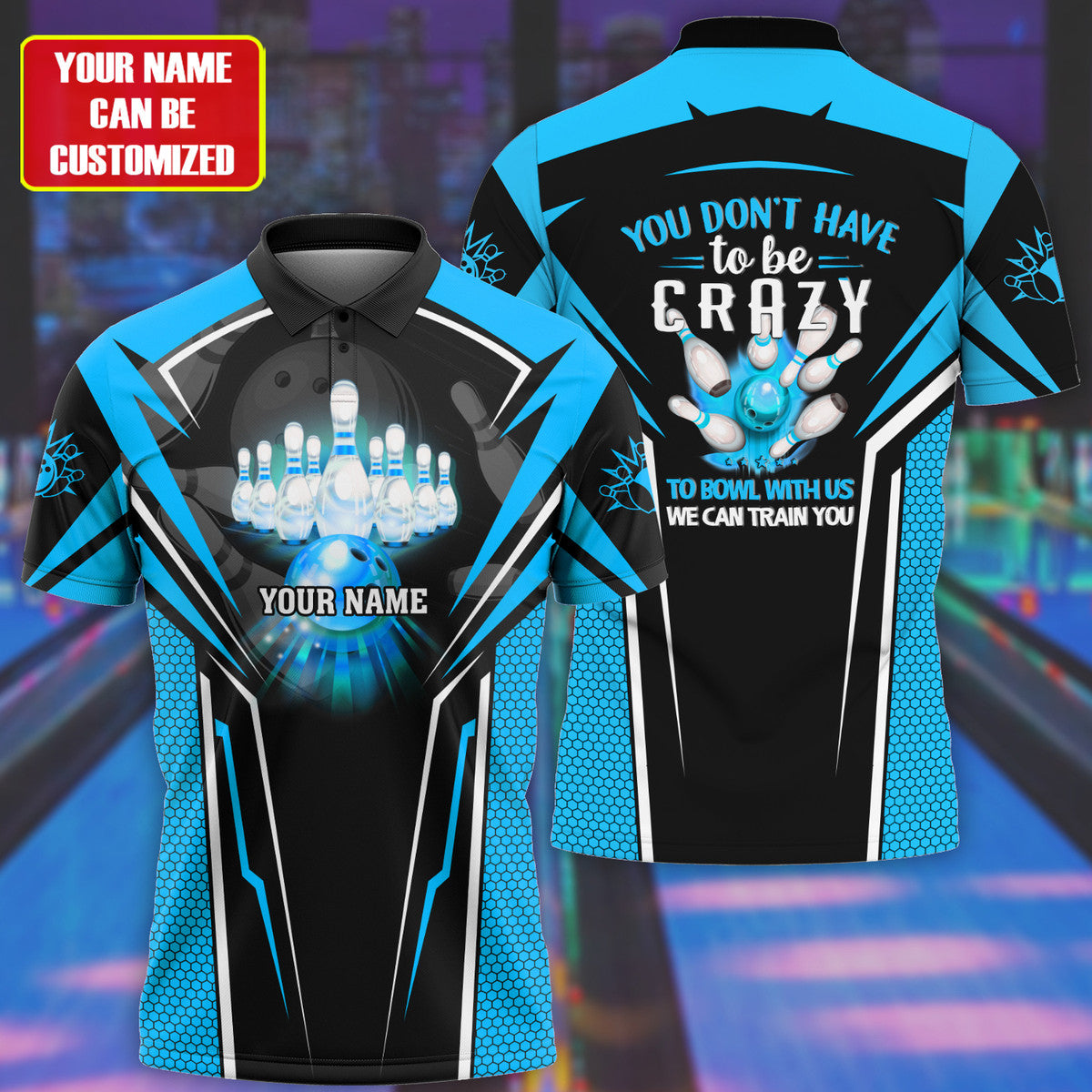 Personalized Name Teal Bowling Crazy All Over Printed Unisex Shirt Q160302