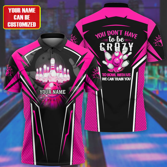 Personalized Name Pink Bowling Crazy All Over Printed Unisex Shirt Q160302