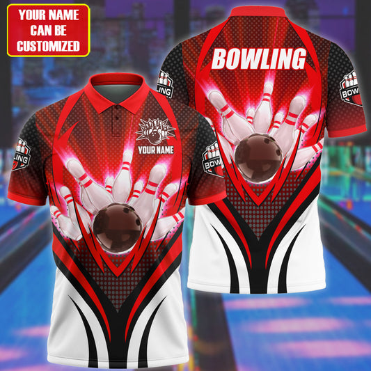 Personalized Name Bowling Player Red Version All Over Printed Unisex Shirt Q190403