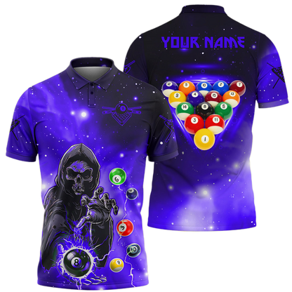 Personalized Billiards Skull Blue Version All Over Printed Unisex Shirt QB130609
