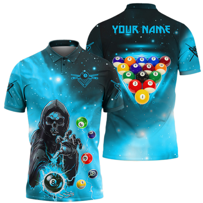 Personalized Billiards Skull Teal Version All Over Printed Unisex Shirt QB130609