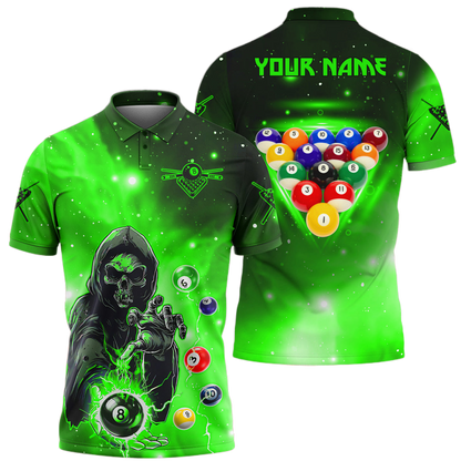 Personalized Billiards Skull Green Version All Over Printed Unisex Shirt QB130609