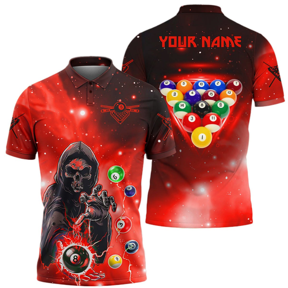 Personalized Billiards Skull Red Version All Over Printed Unisex Shirt QB130609