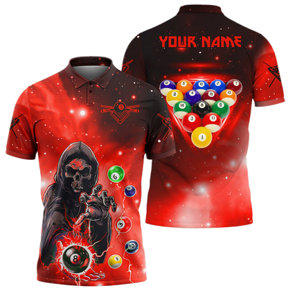Personalized Billiards Skull Red Version All Over Printed Unisex Shirt QB130609