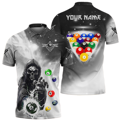 Personalized Billiards Skull Silver Version All Over Printed Unisex Shirt QB130609