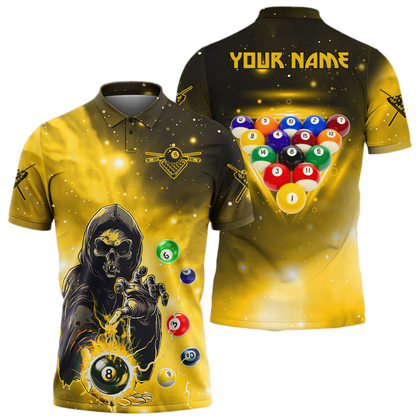 Personalized Billiards Skull Yellow Version All Over Printed Unisex Shirt QB130609