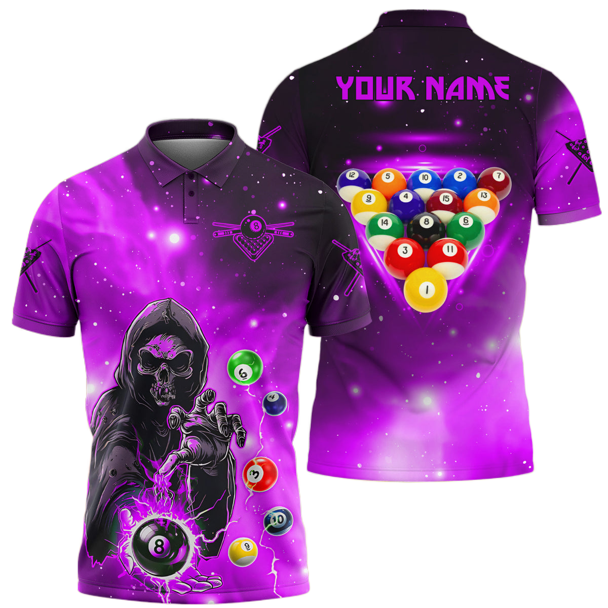 Personalized Billiards Skull Purple Version All Over Printed Unisex Shirt QB130609