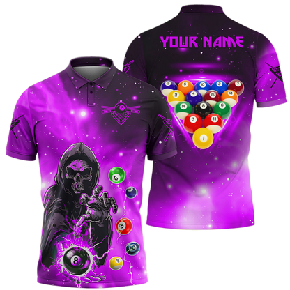 Personalized Billiards Skull Purple Version All Over Printed Unisex Shirt QB130609
